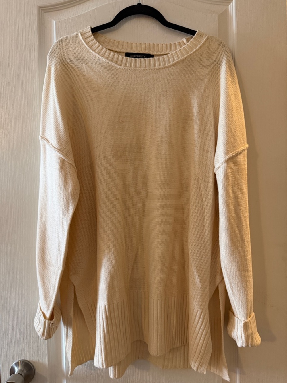 Madewell Cream Crewneck Longline Sweater